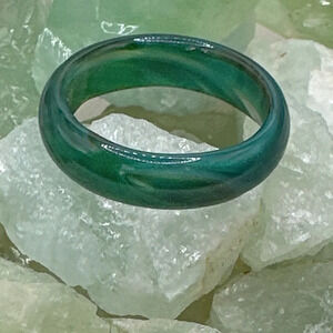 Green Agate happy carved ring/Happy Agate carved ring band